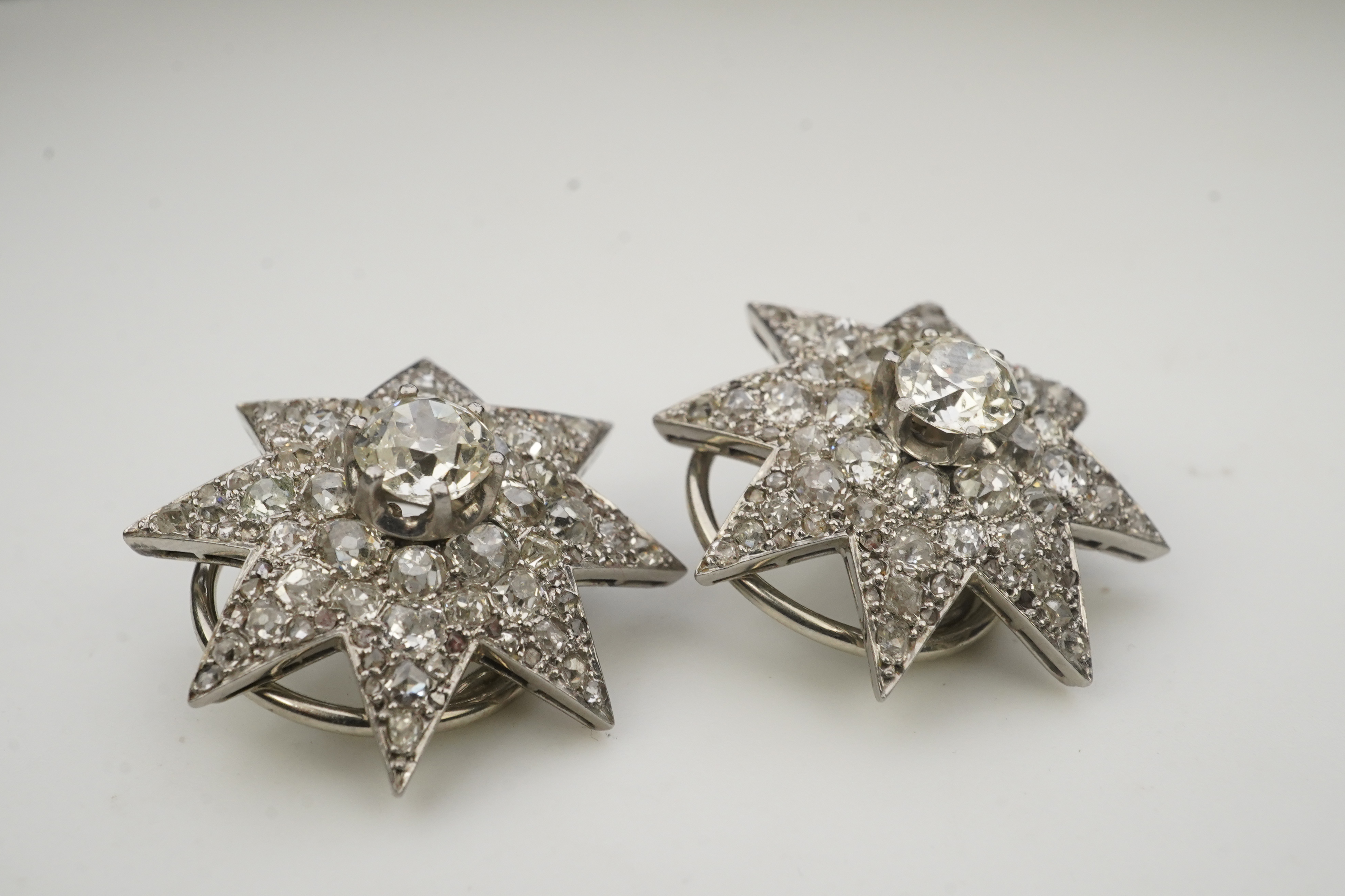 A pair of Art Deco diamond ear clips, 1930s